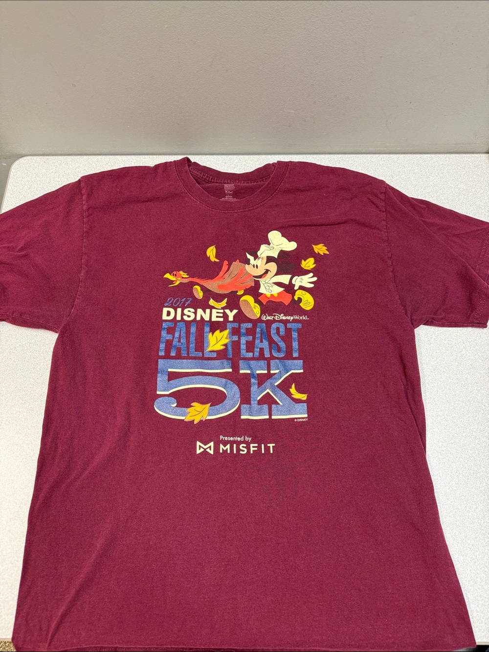 Disney Maroon Fall Feast 5K Tee with Mickey Chef Graphic